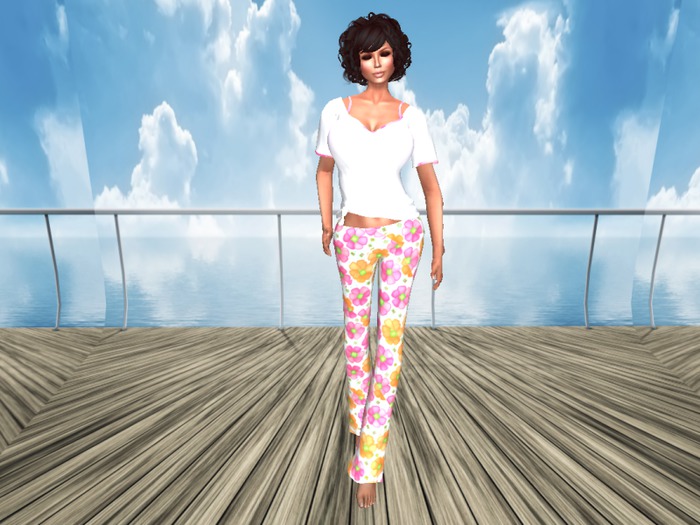 Glossy Flowers Spring Pants Outfit