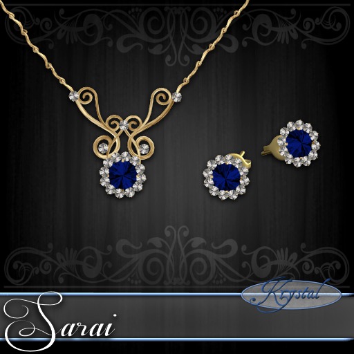 Sarai - Jewelry Set - Gold - Sapphire