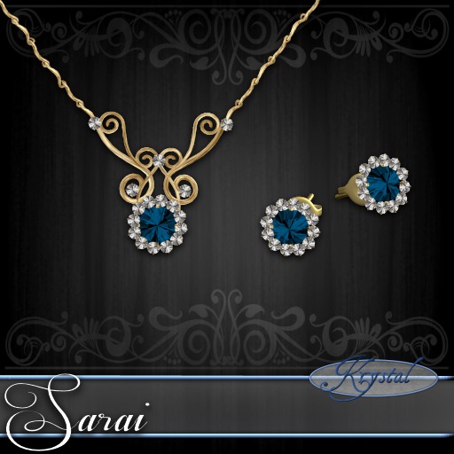 Sarai - Jewelry Set - Gold - Aqua