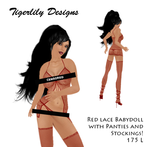 *Tigerlily* Sexy Red Lace Babydoll Set