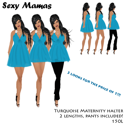 *Sexy Mamas* Turquoise Maternity Halter