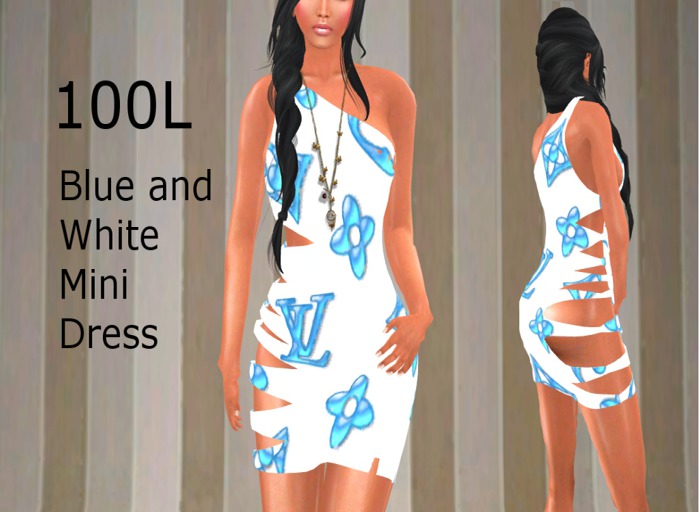 Blue & White Mini Dress Medium ~Box~