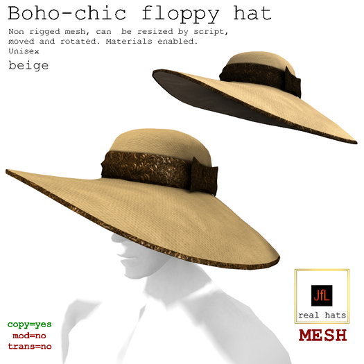 Boho-chic floppy hat_ boxed_beige