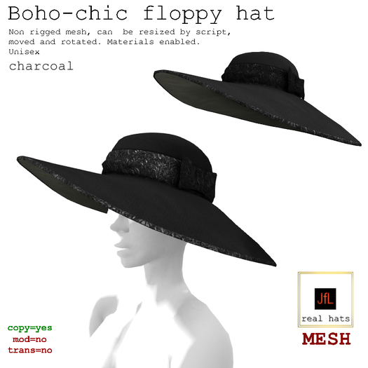 JfL Boho-chic floppy hat_ boxed_charcoal