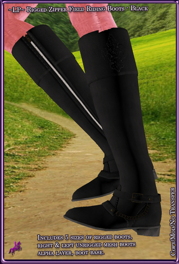 ~LP~ Rigged Zipped Field Riding Boots  [BOXED] Black