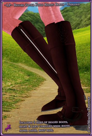 ~LP~ Rigged Zipped Field Riding Boots  [BOXED] Oxblood
