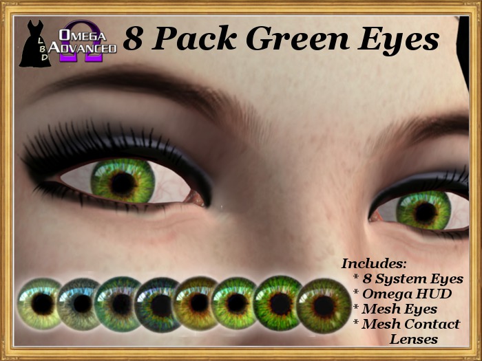 *LBD* 8 Green Eyes Pack (System, Mesh & Omega)