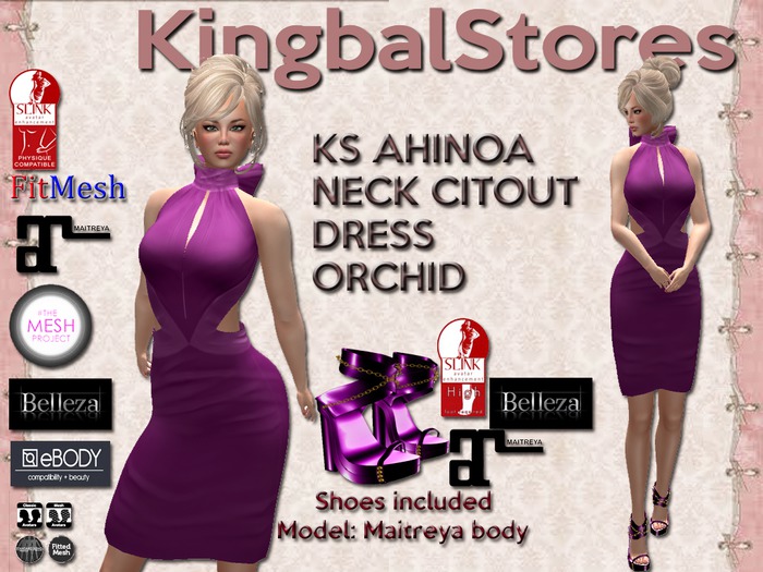 KS AHINOA NECK CUTOUT DRESS ORCHID