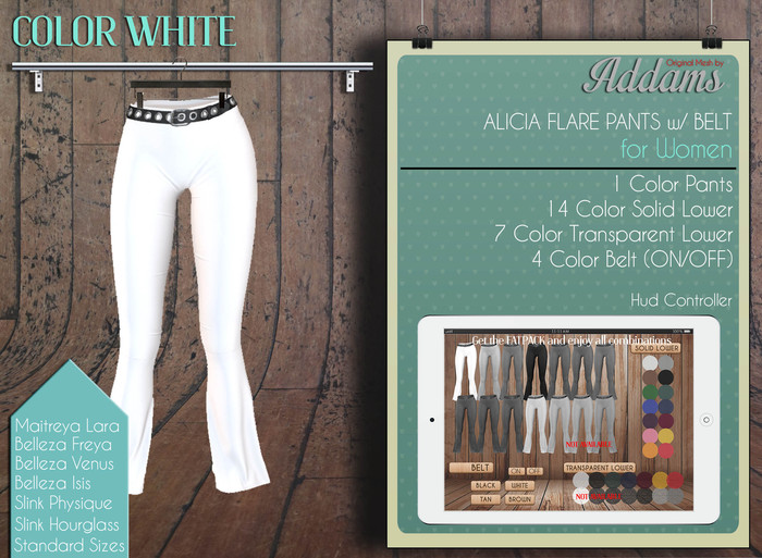 Addams - Alicia - Flare Pants - White