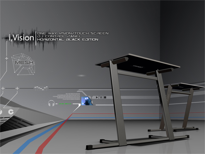 i,Vision[001] One Way Vision/Touch Screen DJ Control Panel - Horizontal Black