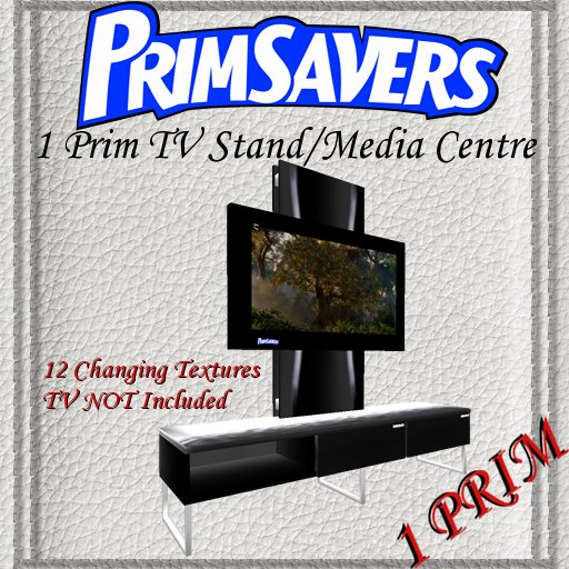 PrimSavers 1 Prim Media Center/TV Stand - 12 Changing Textures