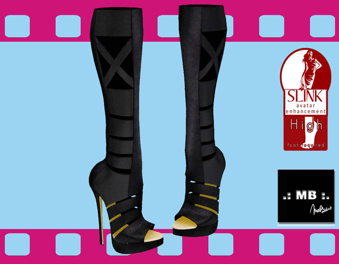 .: MB :.  PROMO for 2 Weeks > BLACK Stretch open toe Boots [XXS-L]