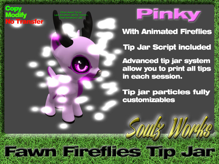 Fawn Fireflies Tip Jar - Pinky [Boxed]