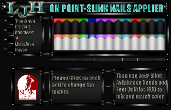 [LJH] Designs SLINK ON POINT NAIL APPLIER HUD 24 COLORS PACK