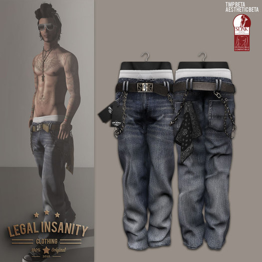 Second Life Marketplace Legal Insanity Lucious baggy blue jeans