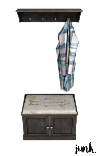 junk. baxter coat rack & bench. fish.