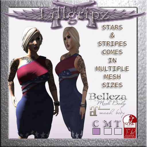 LILLGRIPZ STARS & STRIPES ONE SHOULDER DRESS PACKAGED