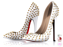 Garbaggio // Studded Pumps - White&Gold