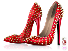 Garbaggio // Studded Pumps - Red&Gold