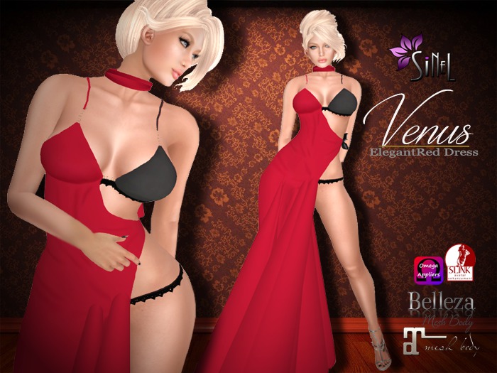 SiNeL:Venus Red Elegant Dress
