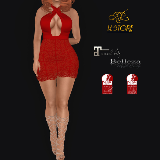 {M.STORE} Dress Lace Victoria Red