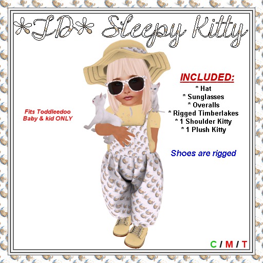 *TD* Sleepy Kitty Overalls Set1a
