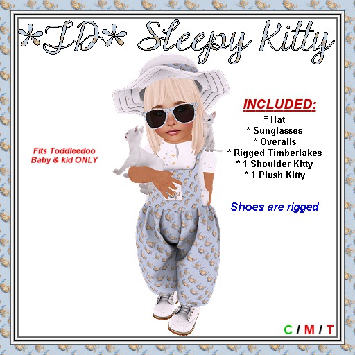 *TD* Sleepy Kitty Overalls Set2a