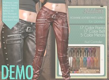 Addams - Roxanne Leather Pants -Maitreya,Freya,Isis,Venus,Physique,Hourglass.Mesh Pant- DEMO
