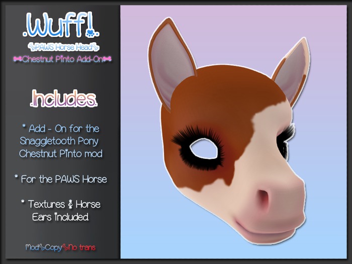 WUFF! - Add-On - Paws Horse Head - Chestnut Pinto