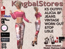 250 KS OUTFIT ALICIA BF JEANS VINTAGE WORN OUT&TOP LISLE