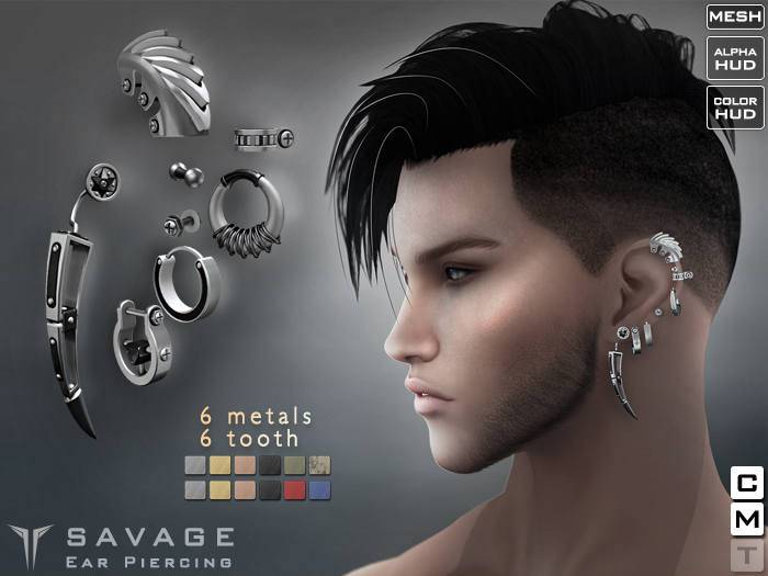 **RE** Savage Ears Piercings * MESH * (**ReVoX Collection**)