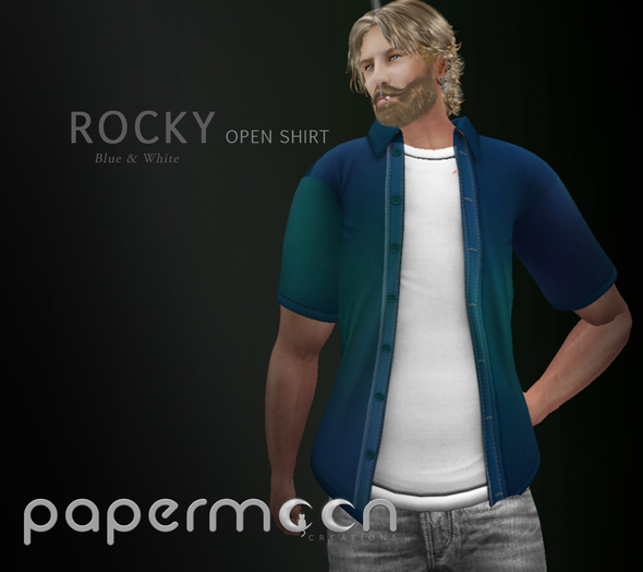 PaperMoon-ROCKY  Open Shirts - Blue & White