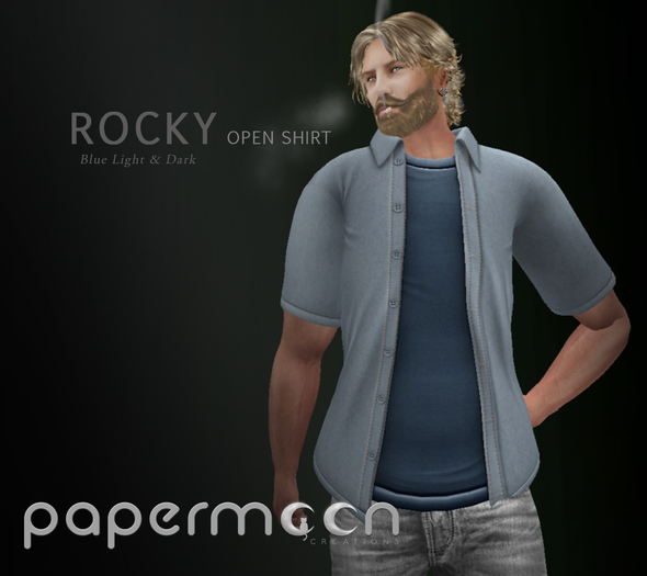 PaperMoon-ROCKY  Open Shirts - Blue Light&Dark