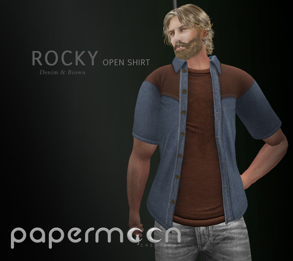 PaperMoon-ROCKY Open Shirts - Denim & Brown
