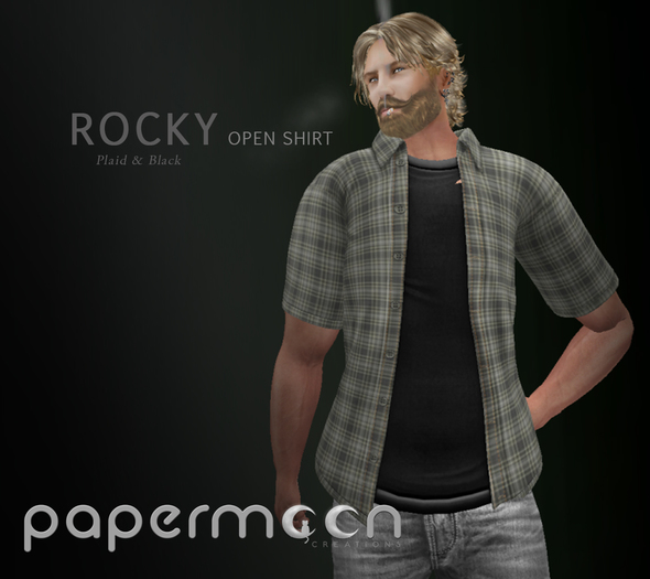 PaperMoon-ROCKY  Open Shirts - Plaid & Black