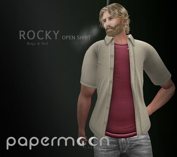 PaperMoon-ROCKY Open Shirts -Beige&Red