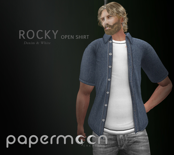 PaperMoon-ROCKY Open Shirts Denim & White