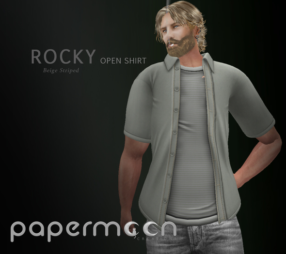 PaperMoon-ROCKY  Open Shirts - Beige Striped