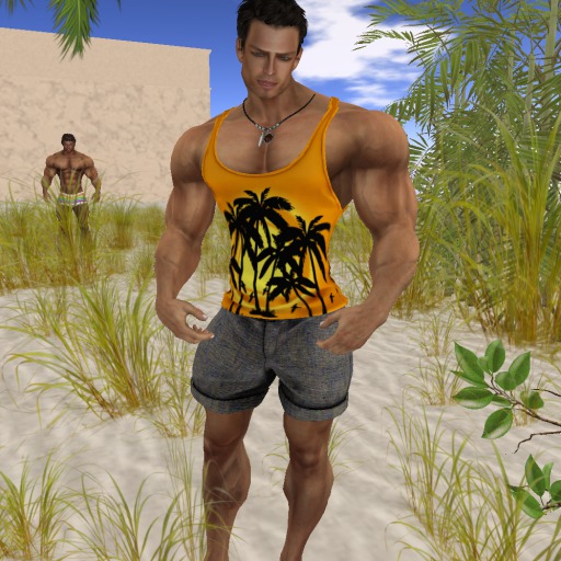 JTC TANK TOP Tropic Palm Delight ORANGE