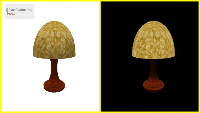 A modern yellow couch lamp with light bulp