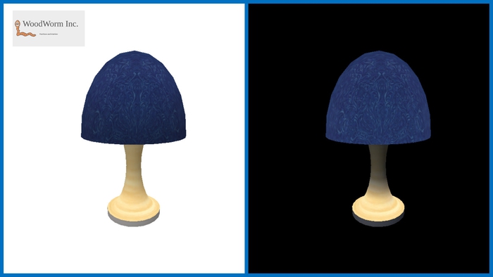 A modern blue couch lamp with light bulp