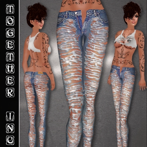 Together Inc. slashed jeans bleached