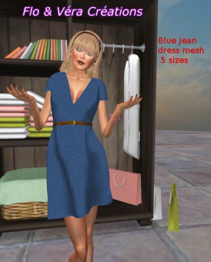 BLUE JEAN MESH DRESS