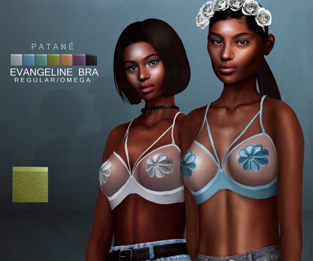 PATANE. Evangeline flower bra in OLIVE (omega, regular)