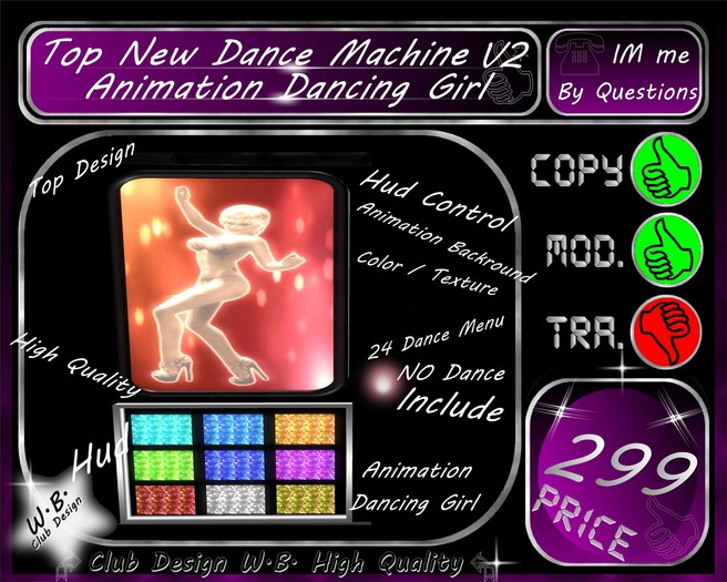 * New  Top Dance Machine  2 * Animation Dancing Girl  HUD COLOR