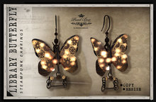 PIXEL BOX - Earrings Steampunk Library Butterfly (b)