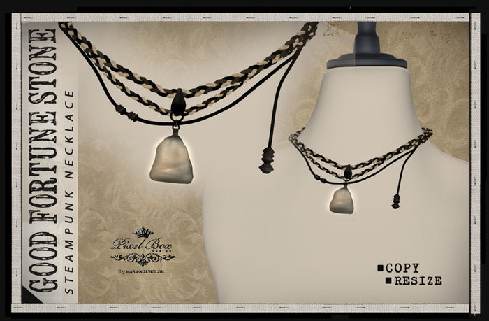 PIXEL BOX - Necklace Steampunk Good Fortune Stone (b)