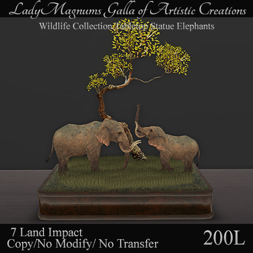 LadyMs Wildlife Collection Tabletop Statue: Elephants   7li