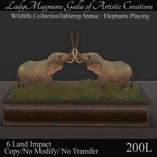 LadyMs Wildlife Collection Tabletop Statue: Elephants Playing