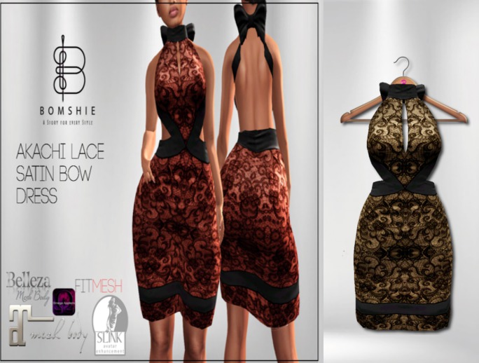 <*>B<*> Akachi Coffee Satin Bow Dress